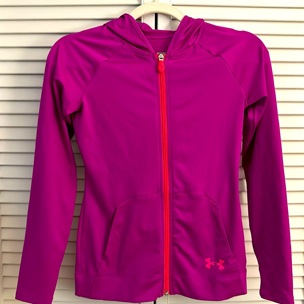 Under Armour - Youth Medium Zip Performance Hoodie, Fuschia